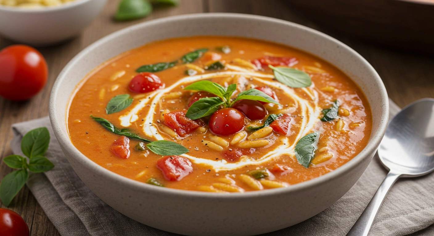 Creamy Tomato Spinach Orzo Soup