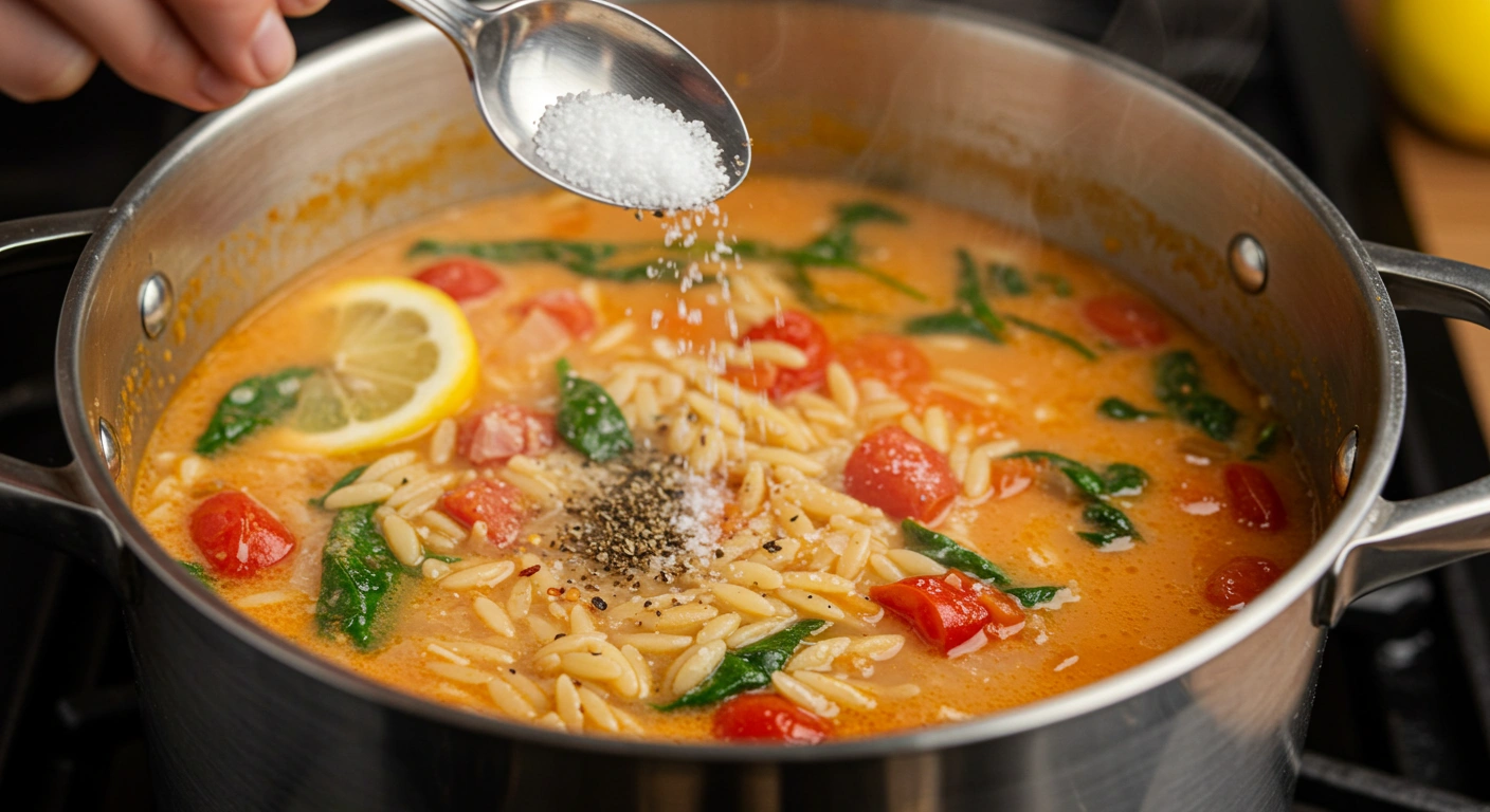 Creamy Tomato Spinach Orzo Soup